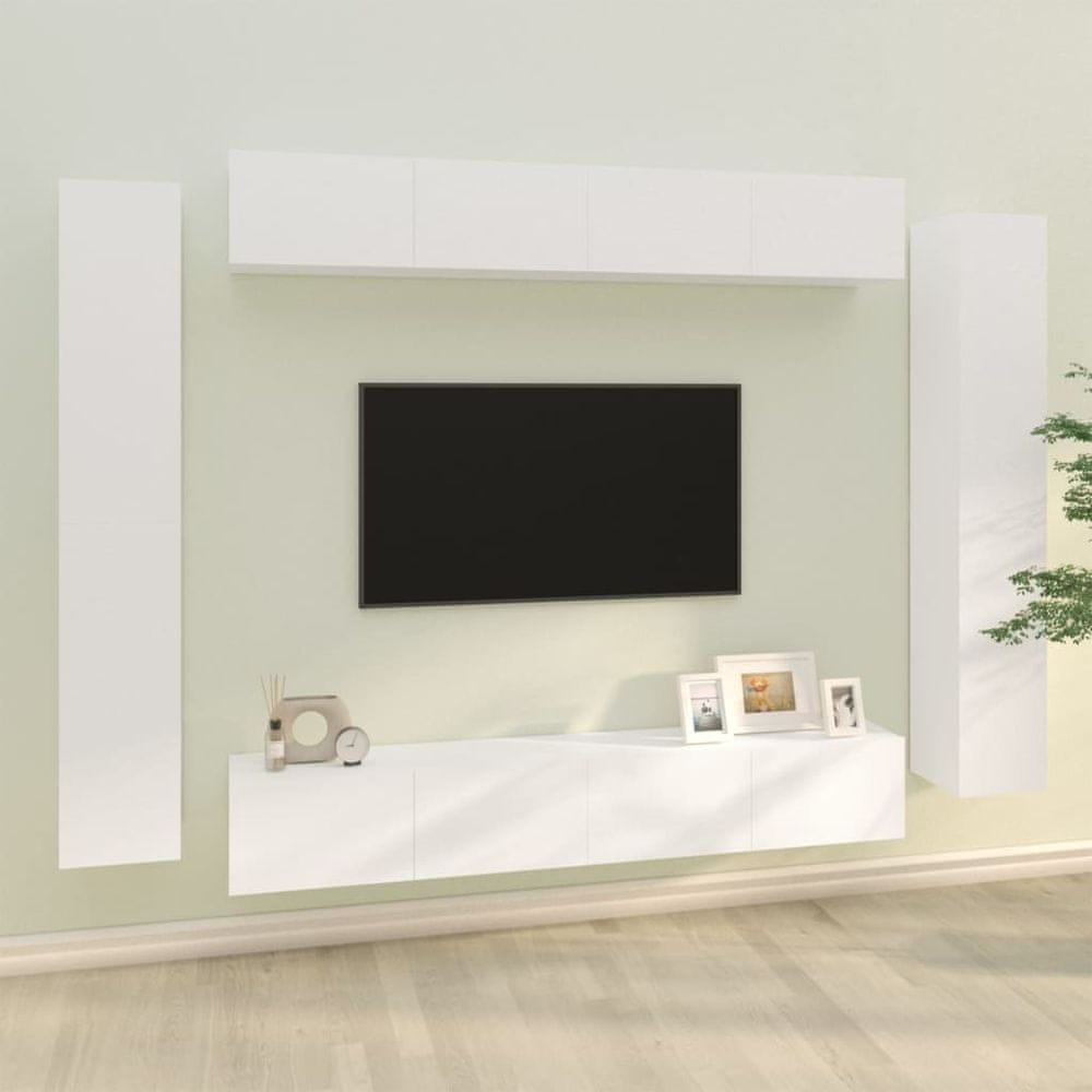 Vidaxl 8-dielna súprava TV skriniek biela spracované drevo